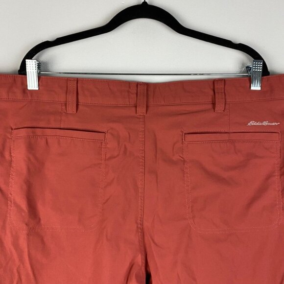 Eddie Bauer Cargo Zip Pocket Shorts Mens 42 Orange Nylon 8" Inseam - Picture 5 of 9